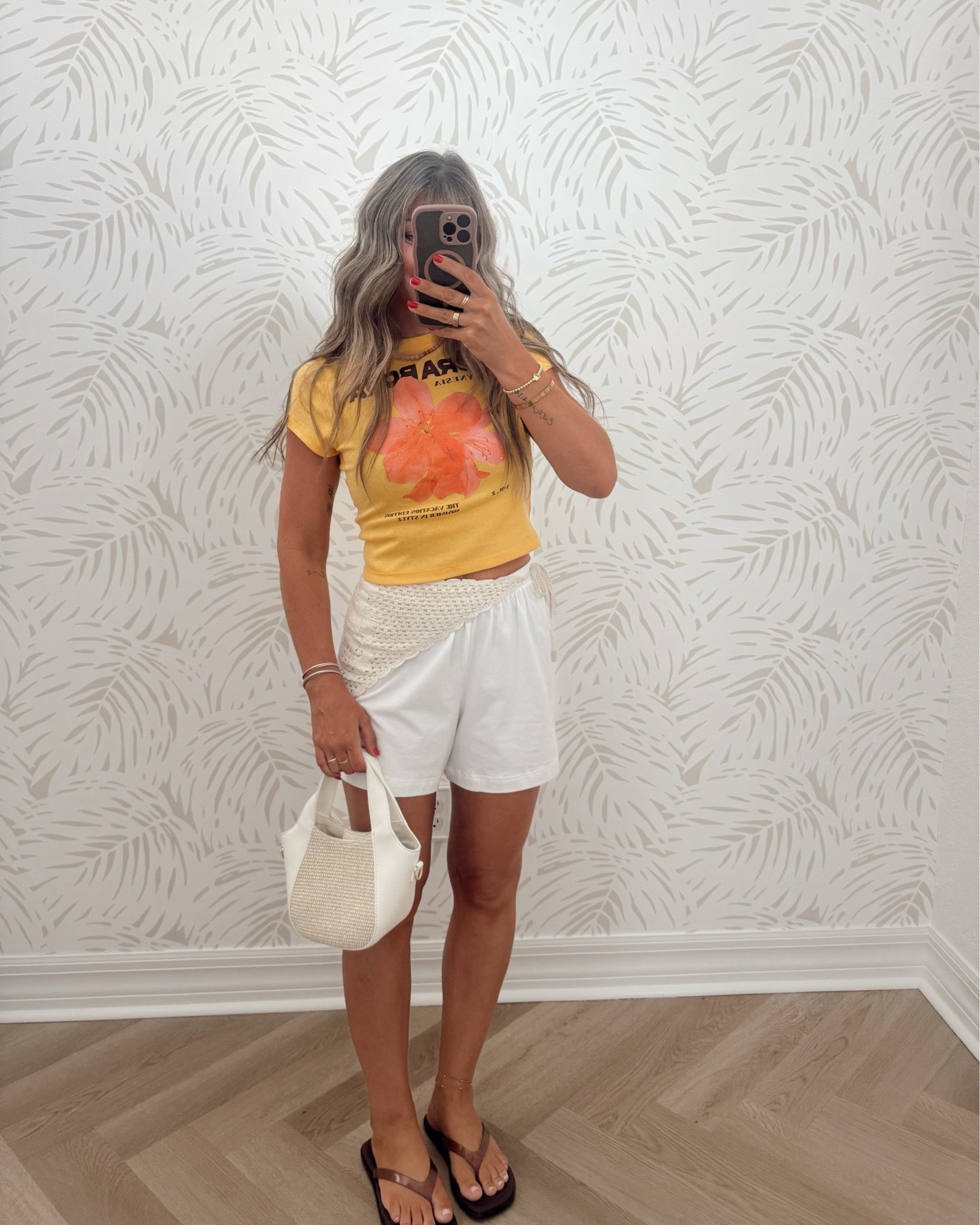 Ootd — can’t stop grabbing for this $6 Walmart tee I have in every print!! I’m wearing a small in both items.