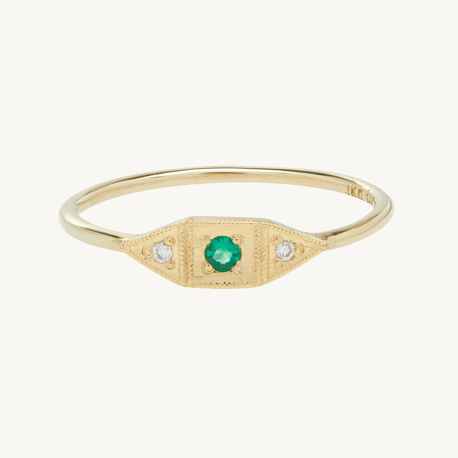 Baby Deco Ring, Emerald | Catbird