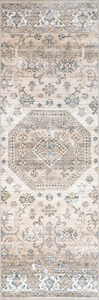 Ivory Angeline Washable Stain Resistant 2' 6" x 10' Area Rug | Rugs USA