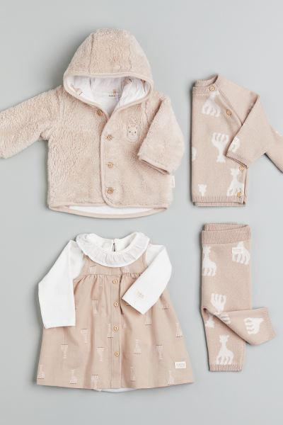 2-piece jacquard-knit cotton set - Beige/Sophie la girafe - Kids | H&M GB | H&M (UK, MY, IN, SG, PH, TW, HK)