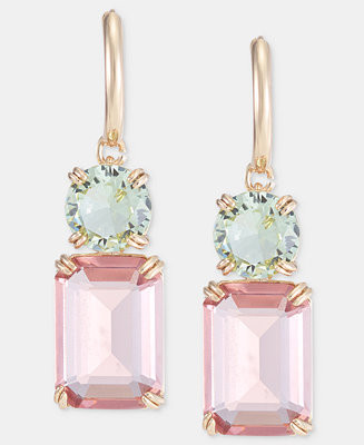 Gold-Tone Glass Stone Mixed Cut Drop Earrings | Macy's