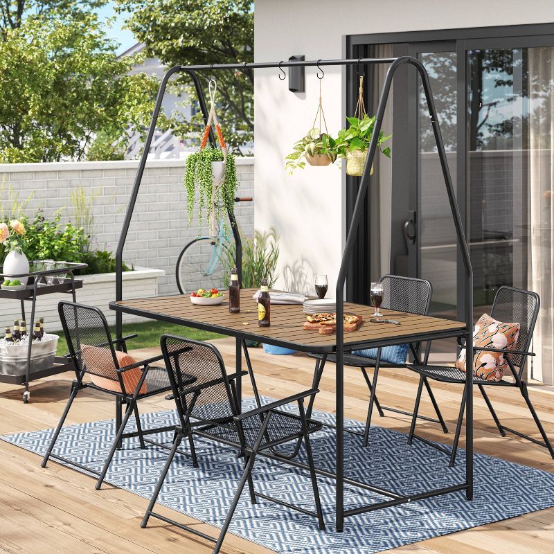 Rectangle A-Frame Pergola Outdoor Patio Dining Table Black - Room Essentials™ | Target