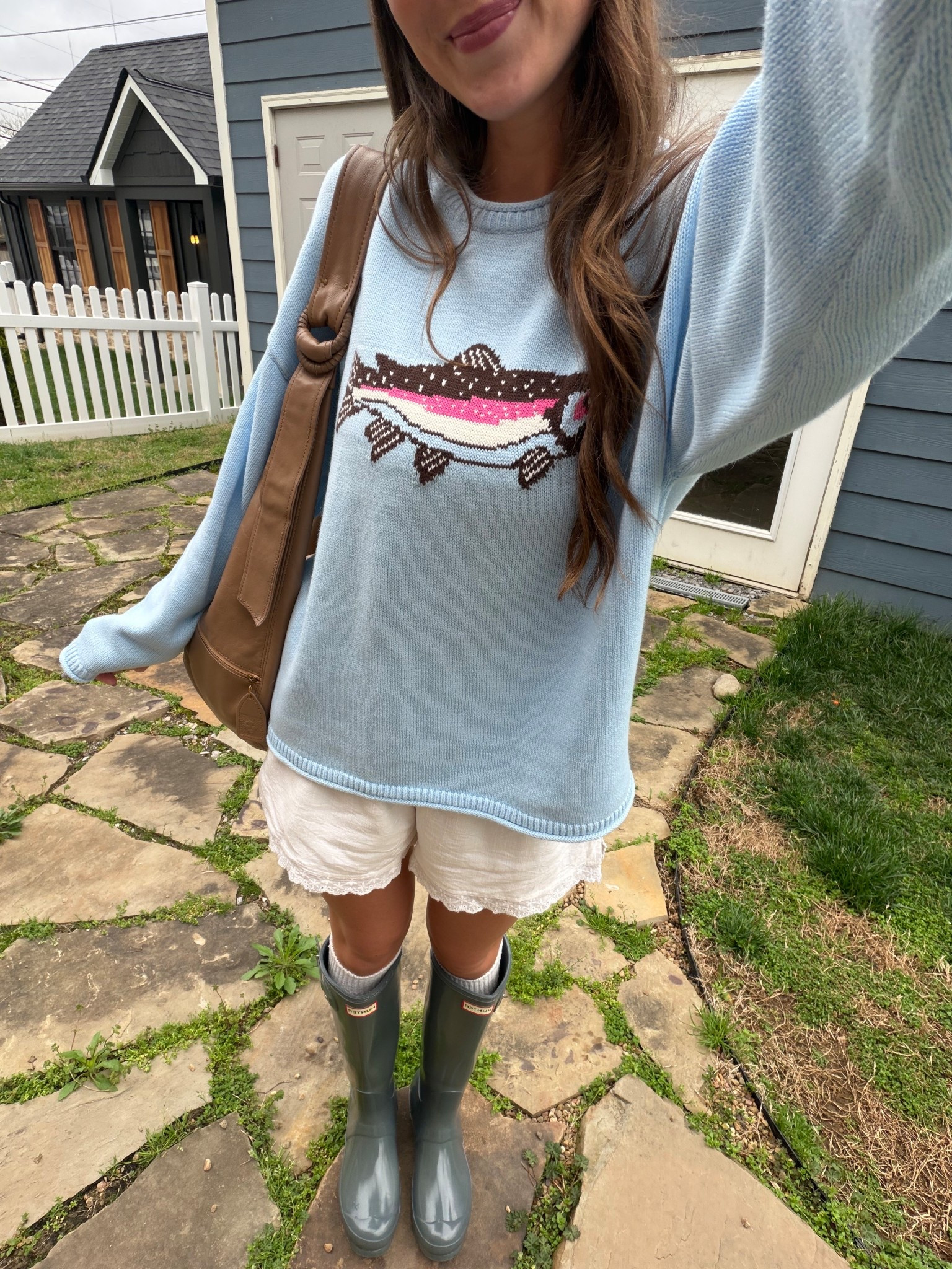 Wearing size small in Fish sweater! Size 0 in shorts! Also loving these Hunter boots for spring outfits!

#LTKootd #LTKdayinmylife #LTKSpringSale