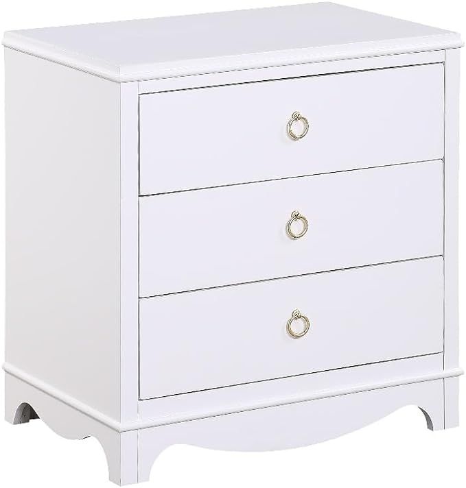 Comfort Pointe Laurel White Wood Finished 3-Drawer Farmhouse Nightstand | Amazon (US)