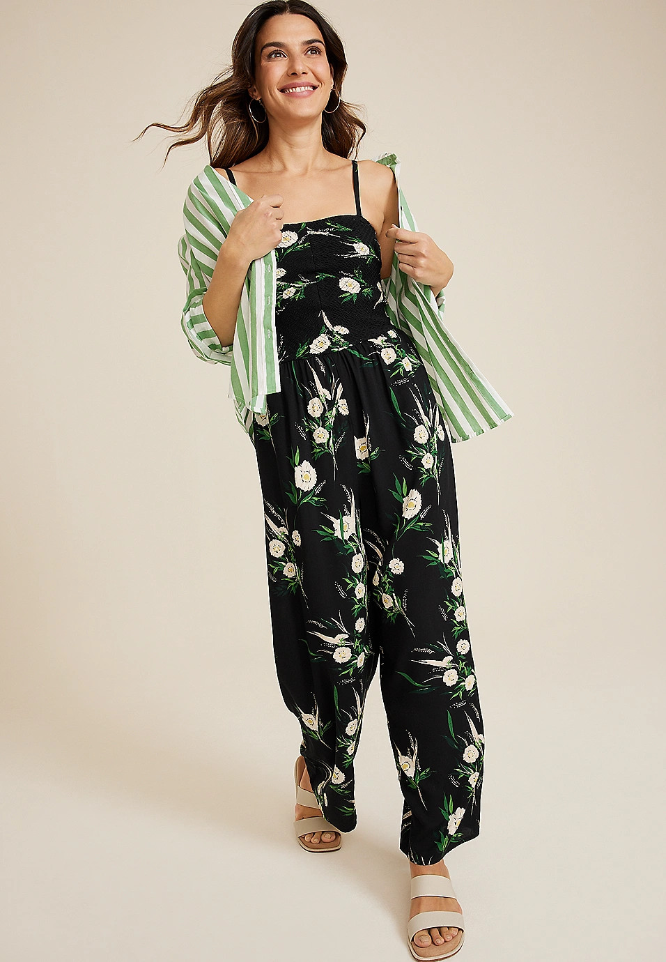 Floral Smocked Jumpsuit | Maurices
