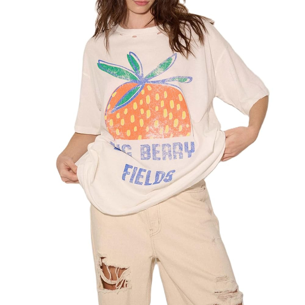 Womens Oversized Vintage Flower Graphic Tees Tops Y2k California Aesthetic Baggy T-Shirts Fruit C... | Amazon (US)