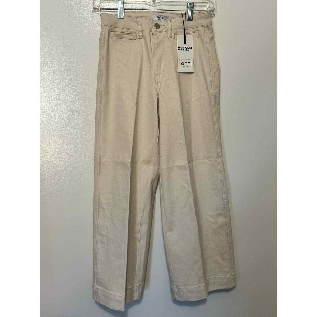 OAT New York High Rise Wide Leg Cropped Pants Beige Women's Size 25 NWT  | eBay | eBay US
