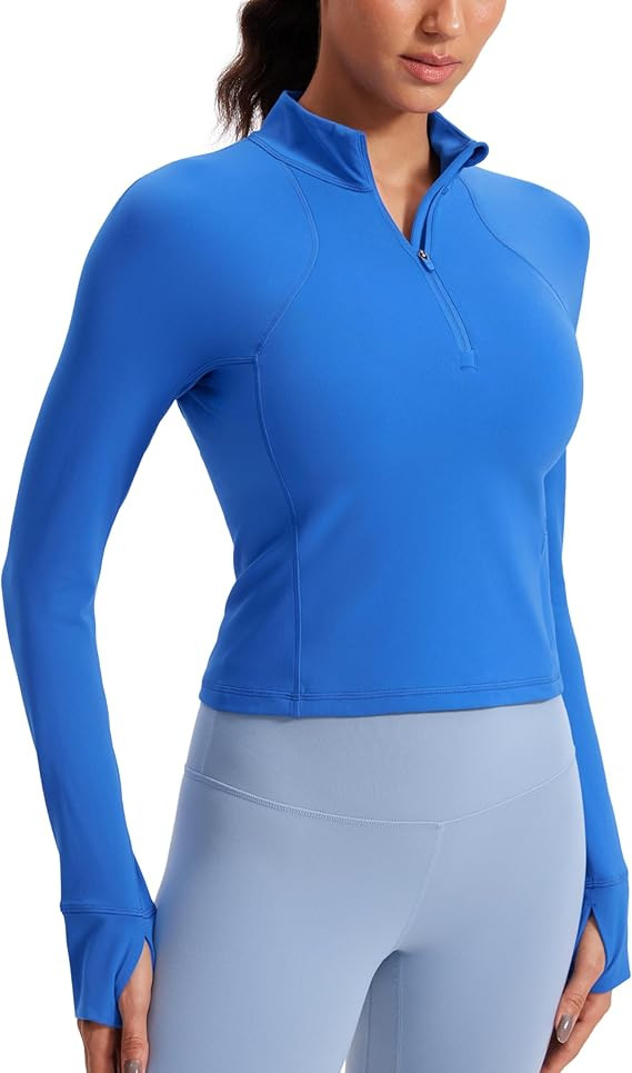 CRZ YOGA Butterluxe Half Zip Long Sleeve Shirts for Women - Workout Athletic Yoga Tops Crop Colla... | Amazon (US)