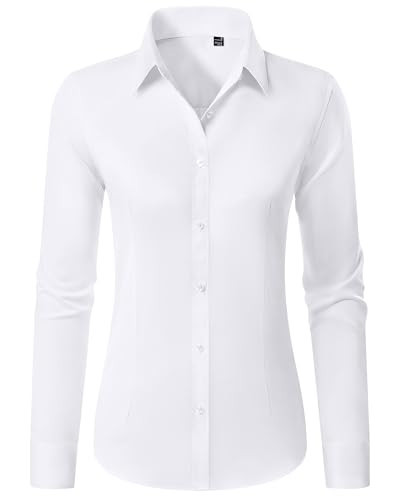 Gleeivy Button Down Shirts for Women Stain Wrinkle Free Dress Formal Shirt Classic Fitted Casual Cotton Button Up Long Sleeve White Collar Business Button Blouse Work Server Interview | Amazon (US)