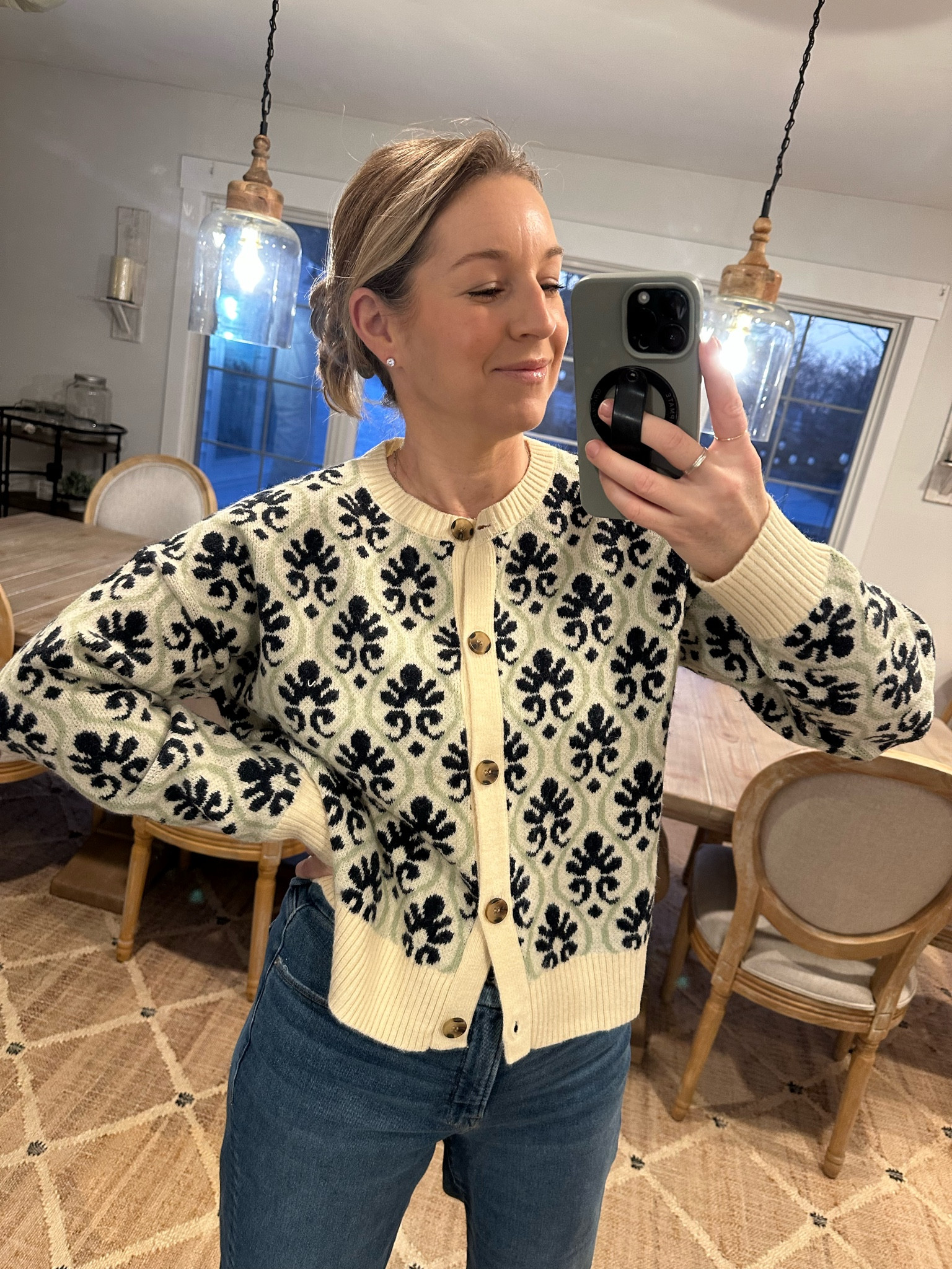 A great way to spend less on an exact look a like is when it’s slightly trendy or a really obvious statement piece that you may not wear often. This is exactly anthro but Amazon! I’m in a small. It’s not super soft but it’s not scratchy. Has nice stretch to it. Jeans are tts 29 and amazing. Have stretch but structure and waist snatching properties. 🤍🤍 

#LTKMostLoved #LTKFindsUnder50 #LTKStyleTip