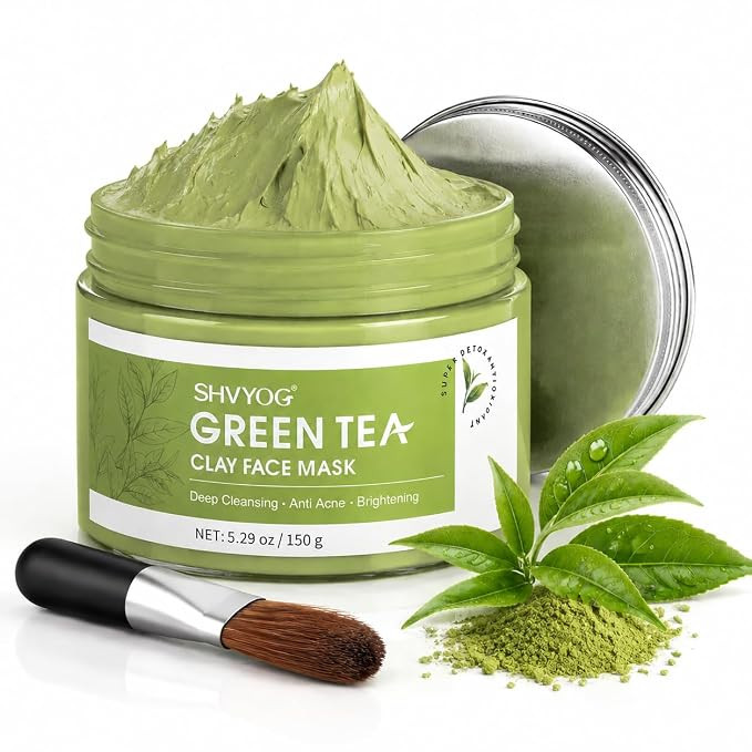 SHVYOG Green Tea Face Mask, Antioxidant Green Tea Clay Mask with Volcanic Mud, Deep Cleansing & M... | Amazon (US)