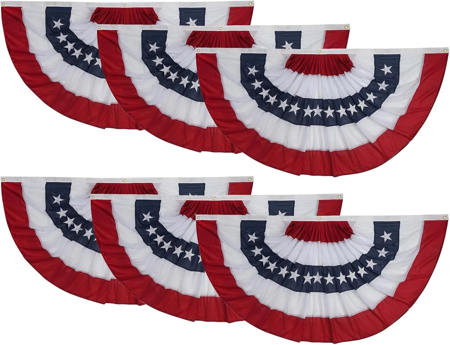 Cruynt 6 Pack American Bunting Flags 3x6 ft for Outdoor Embroidered USA Bunting Flags with 3 Bras... | Walmart (US)