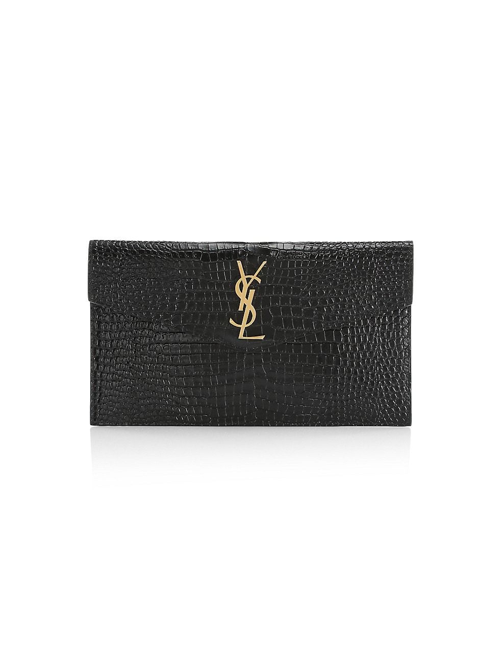 Uptown Crocodile-Embossed Leather Pouch | Saks Fifth Avenue