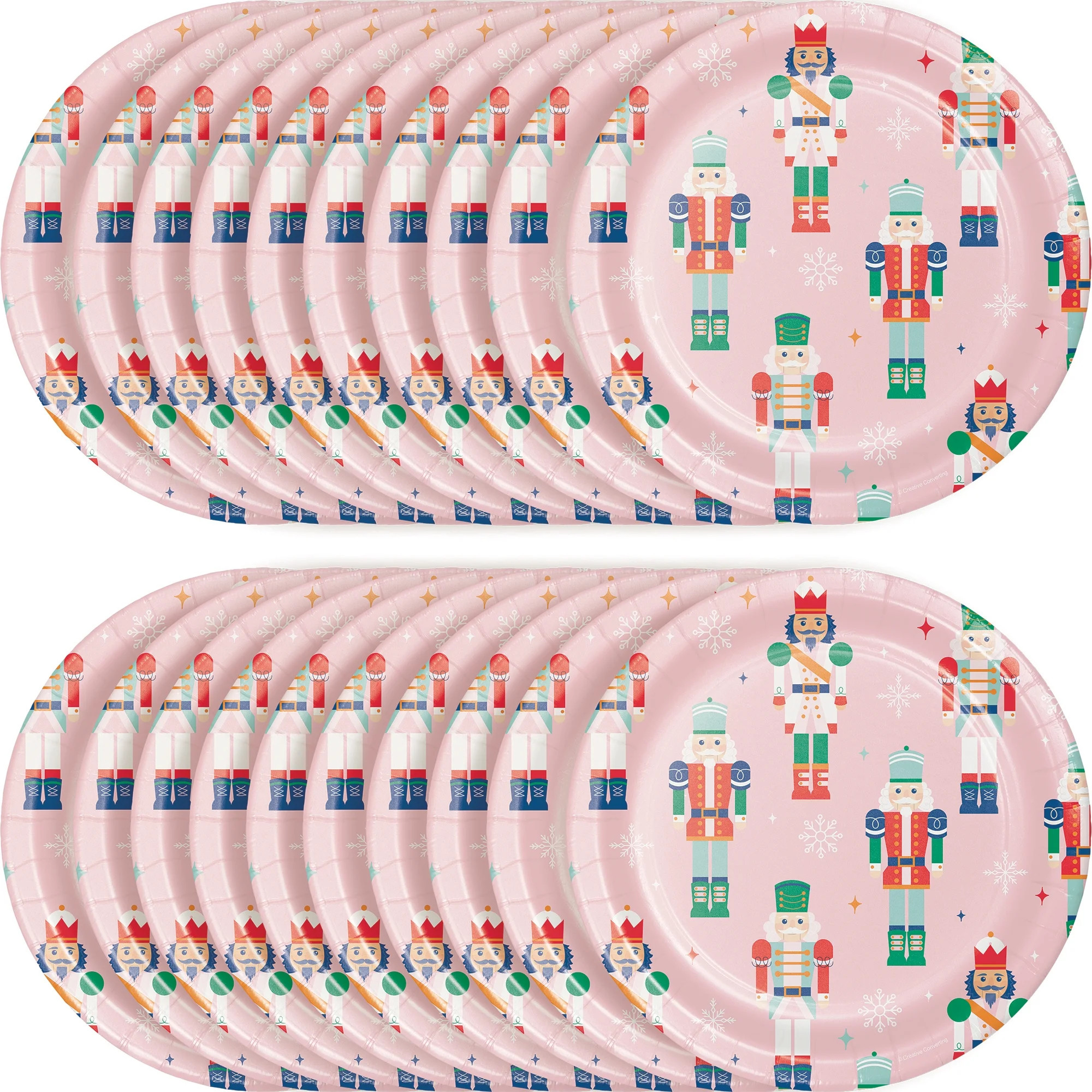 Nutcracker Christmas Disposable Paper Plates, 9", Pink, 20 Count, by Holiday Time | Walmart (US)