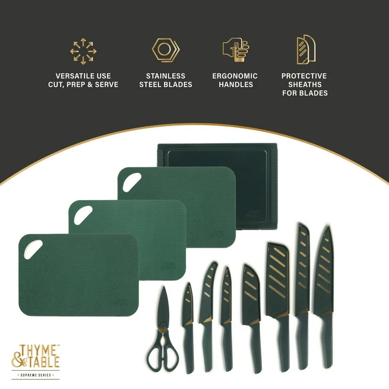 Thyme & Table 20-Piece Knife Set - Green | Walmart (US)