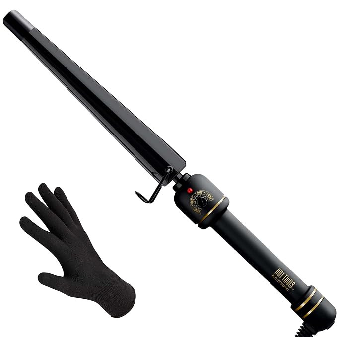 HOT TOOLS Professional Black Gold XL Tapered Curling Wand for Long Lasting Curls or Waves, 1 1/4 ... | Amazon (US)