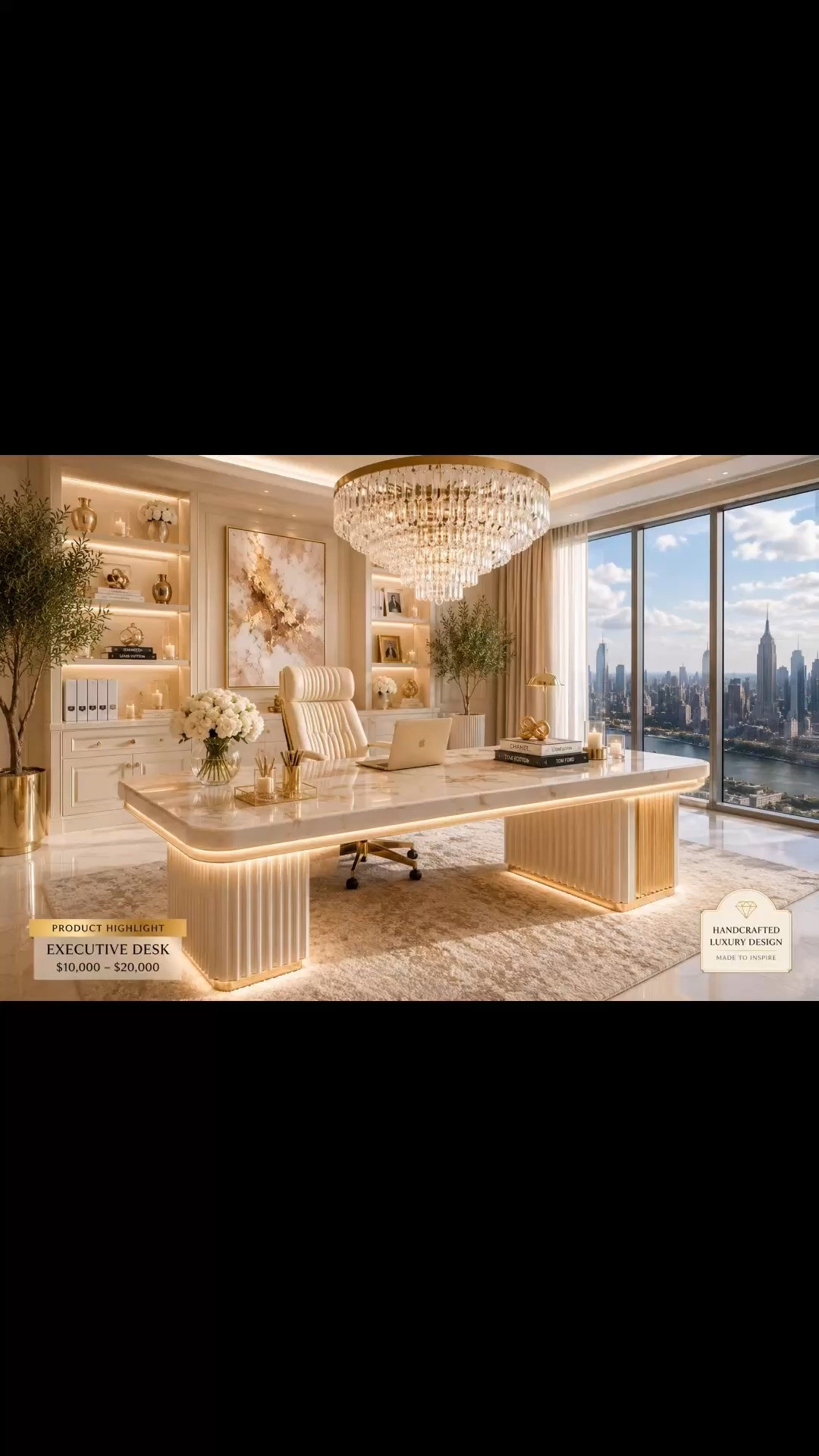 Ultra-Luxury Feminine Executive Office With Emerald Velvet Accents

This luxury executive office feels like stepping into a private Manhattan penthouse designed for a woman building an extraordinary life. Floor-to-ceiling skyline views, sculptural emerald velvet chairs, a floating illuminated marble desk, oversized crystal chandelier, and soft architectural lighting create an atmosphere that feels powerful, feminine, sophisticated, and deeply inspiring.

Every detail in this space was curated to feel intentional, elevated, and emotionally luxurious — the kind of office that changes the way you think, work, and move. This room blends modern wealth energy with soft feminine elegance, creating a space that feels both calming and aspirational.

Perfect for lovers of:
designer interiors, luxury office inspiration, feminine executive spaces, modern penthouse aesthetics, high-end decor, and elevated living.

#ltkhome #luxuryoffice #modernluxury #feminineoffice #luxurydecor #interiordesign #luxurylifestyle #designerhome #officeinspo #highenddecor #luxuryinteriors #penthouseliving #executiveoffice #elevatedliving #wealthenergy