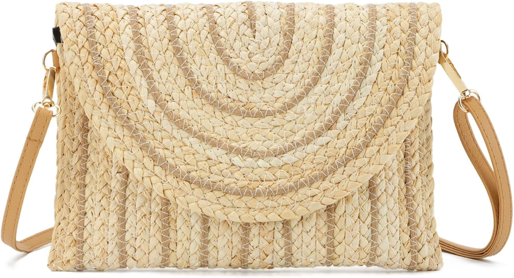 KUANG! Straw Shoulder Bag for Women Woven Purse Beach Envelope Clutch Straw Wallet Crossbody Bag | Amazon (US)