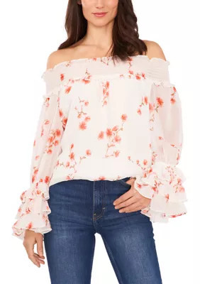 CeCe Women's Off the Shoulder Blouse, Ivory, Medium | Belk