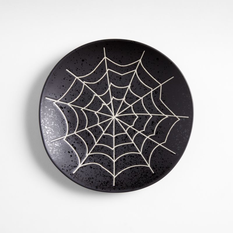 Marin Black Round Spiderweb Stoneware Salad Plate + Reviews | Crate & Barrel | Crate & Barrel