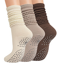 Grip Pilates Socks for Women, Yoga Slouch Socks with Grip for Barre Workout Hospital Long Scrunch... | Amazon (US)