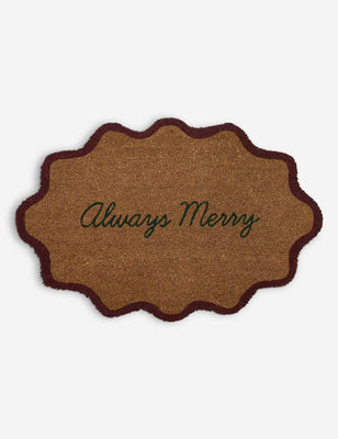 Always Merry Scalloped Doormat, Red and Green, 20" x 30 | Lulu and Georgia 