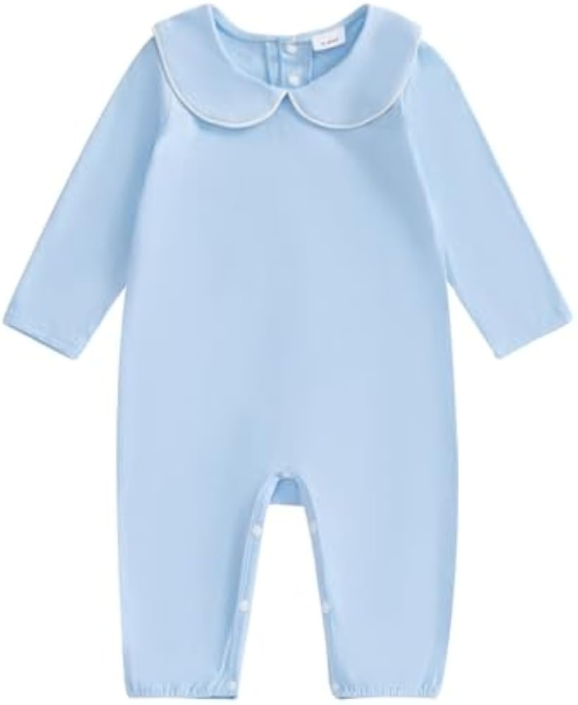 Balaflyie Baby Jumpsuit Cotton Long Sleeve Romper Plain Coming Home Outfit | Amazon (US)