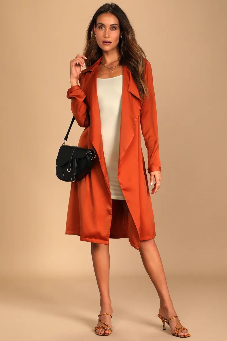 Being Chic Rust Orange Satin Duster | Lulus (US)