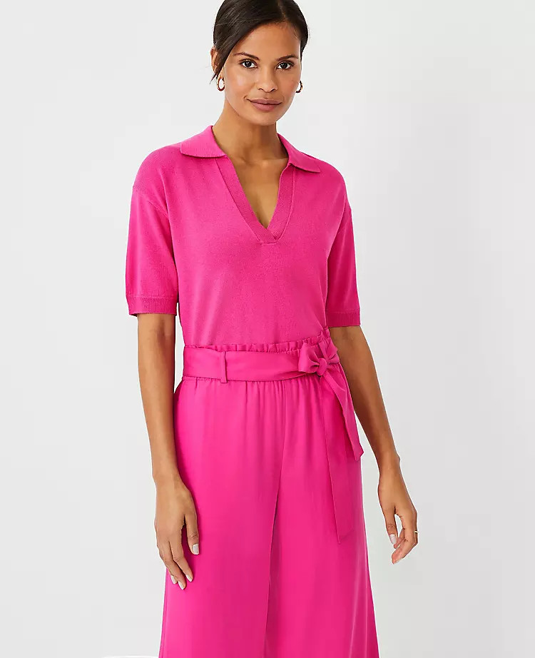 Collared V-Neck Sweater Tee | Ann Taylor | Ann Taylor (US)