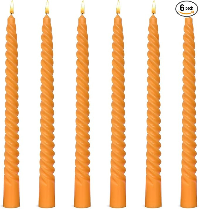 6 Pack 10 Inch Orange Spiral Taper Candles for Halloween and Fall Harvest, Unscented Dripless Twi... | Amazon (US)