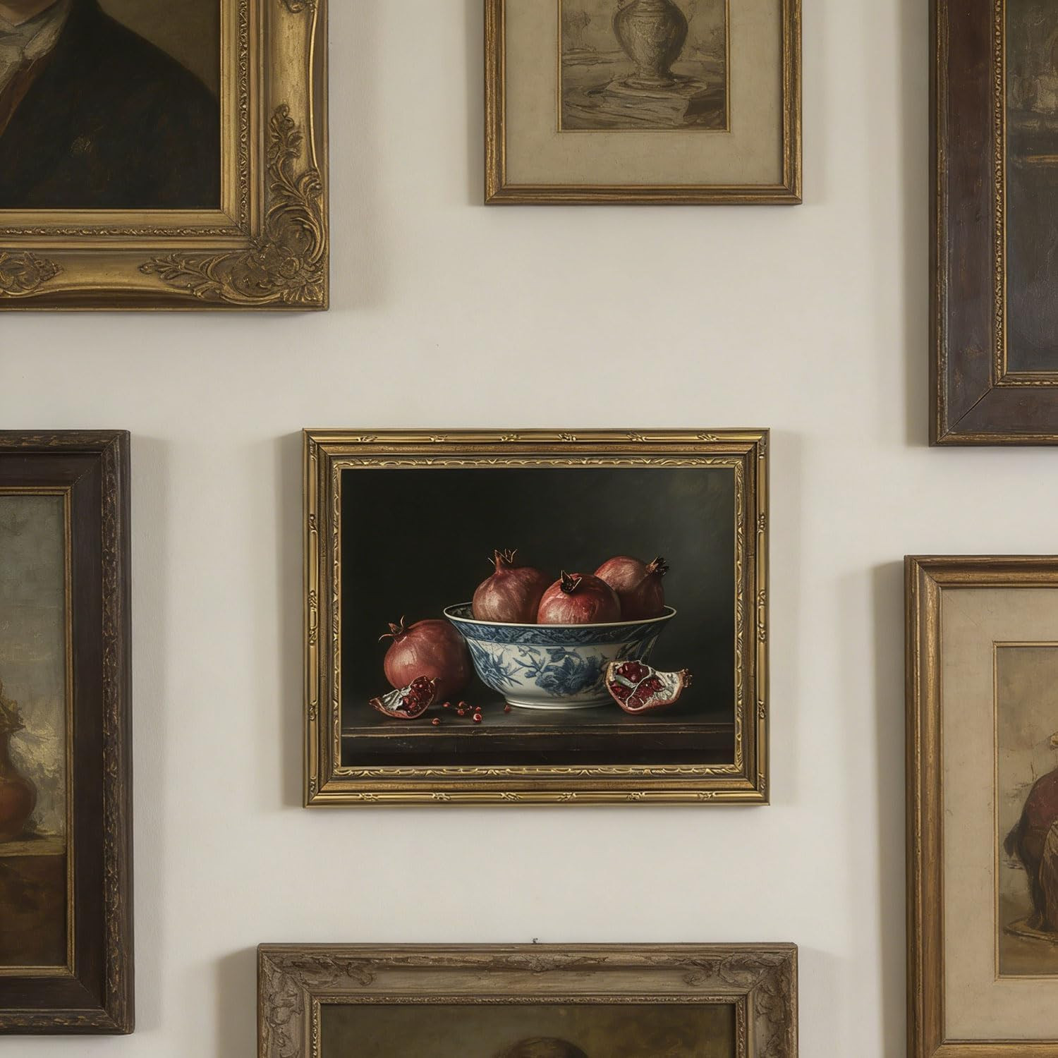 Gold Framed Wall Art Vintage Pomegranate Still Life Wall Art Fall Red Fruit Wall Decor Picture Ru... | Amazon (US)