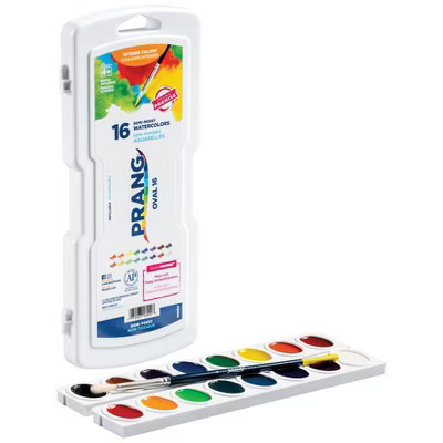 Prang® Semi-Moist Watercolor Paint Set, 16-Color Oval Pan with Brush | Target
