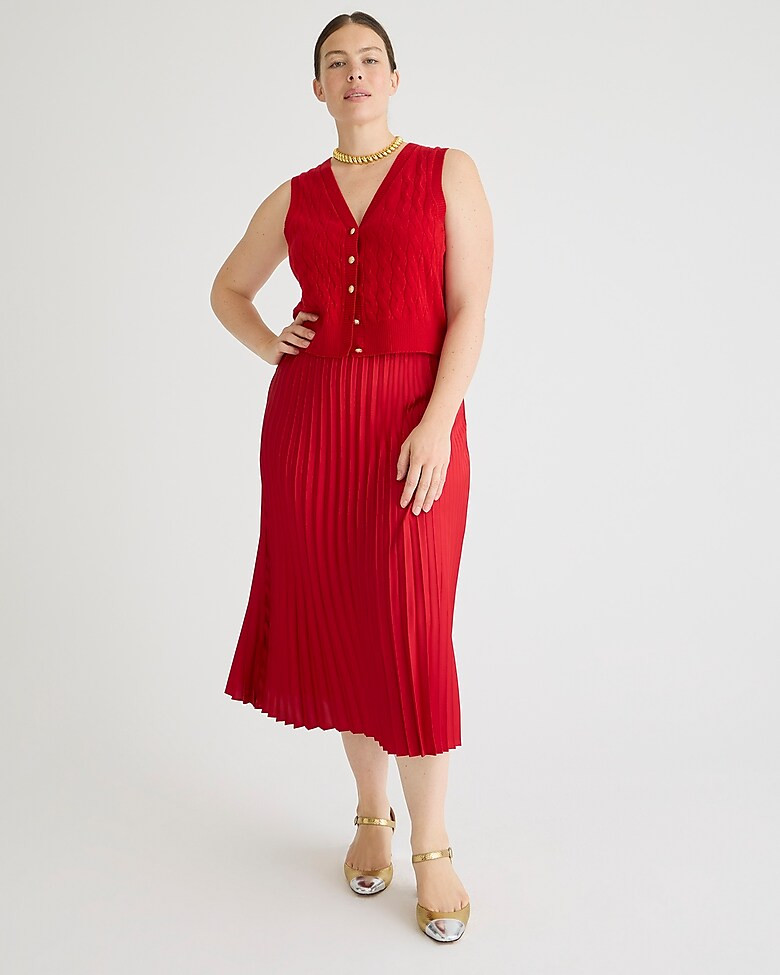 Pleated pull-on midi skirt | J. Crew US