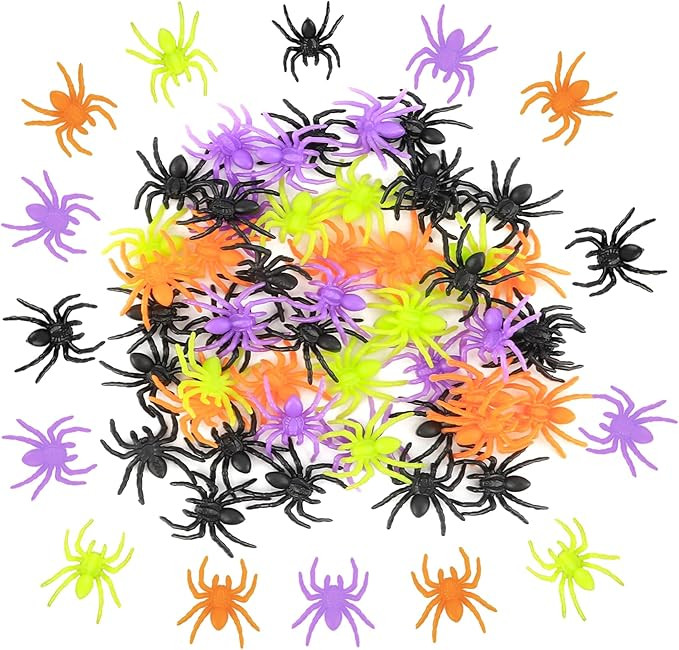 Plastic Spiders Halloween Decorations, 50PCS Realistic Halloween Spider, 4 Colors Fake Spiders, M... | Amazon (US)