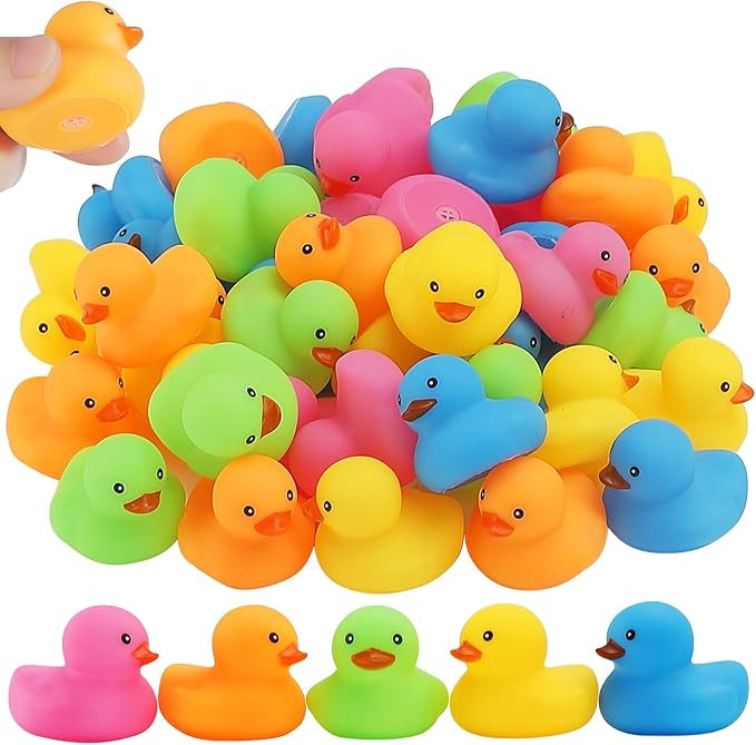 50Pcs Mini Rubber Duck Bath Toys, Multicolor Bath Ducks Bulk Float Duck Baby Bath Toy for Shower ... | Amazon (US)