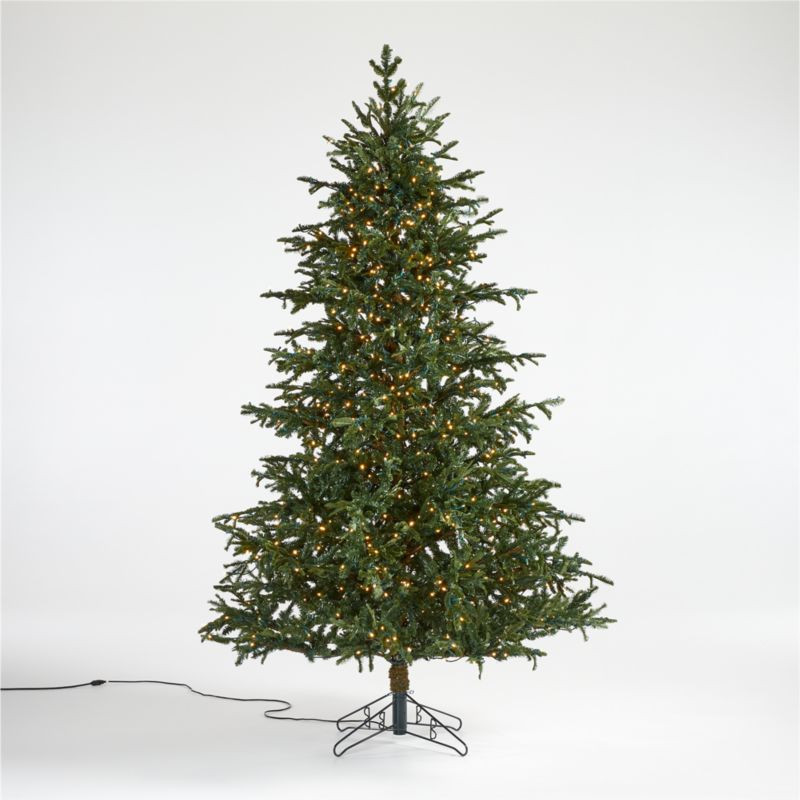 Faux Noble Fir Pre-Lit LED Christmas Tree with White Lights 9' + Reviews | Crate & Barrel | Crate & Barrel
