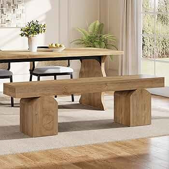 Tribesigns 59" Dining Bench for 2 to 3, Farmhouse Dining Table Bench with Arched Base, Extra Long... | Amazon (US)