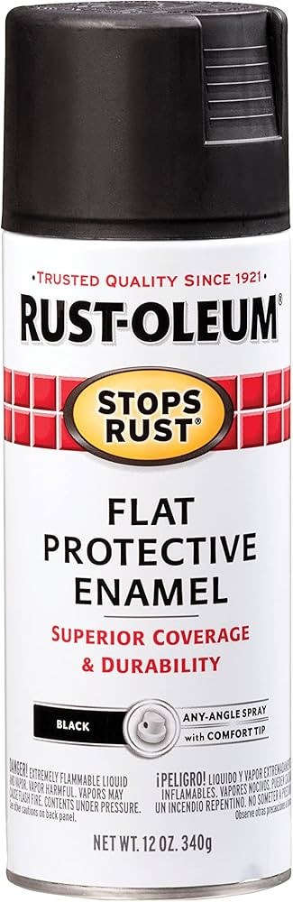 Rust-Oleum 7776830 Stops Rust Spray Paint, 12 oz, Flat Black | Amazon (US)