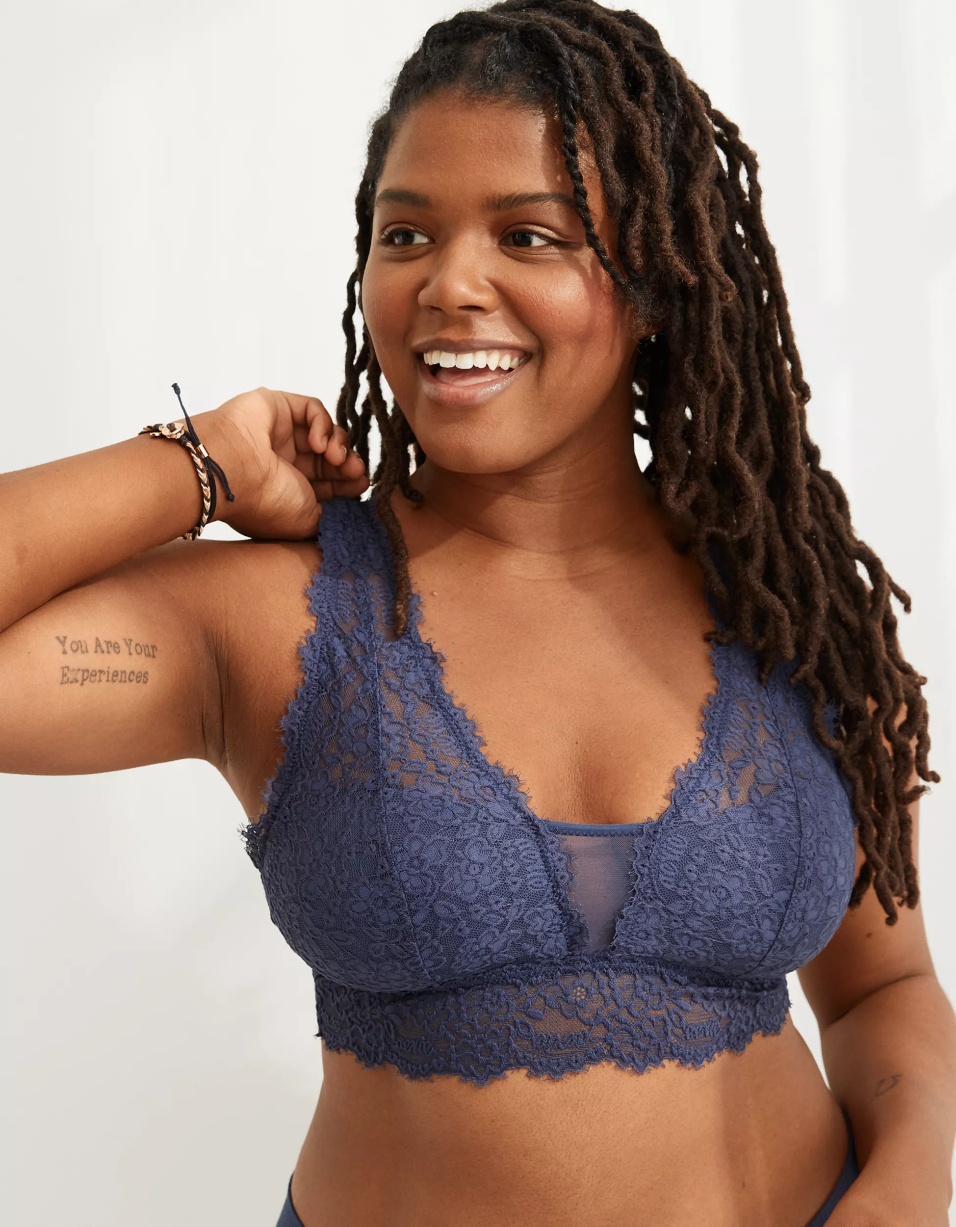 Aerie Eyelash Lace Padded Plunge Bralette | American Eagle Outfitters (US & CA)