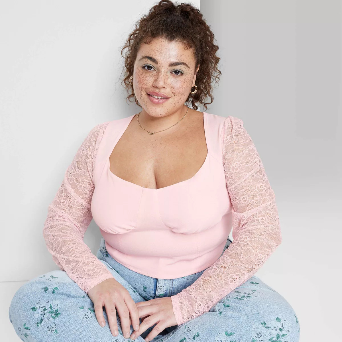 Women's Long Sleeve Lace Bustier Top - Wild Fable™ | Target