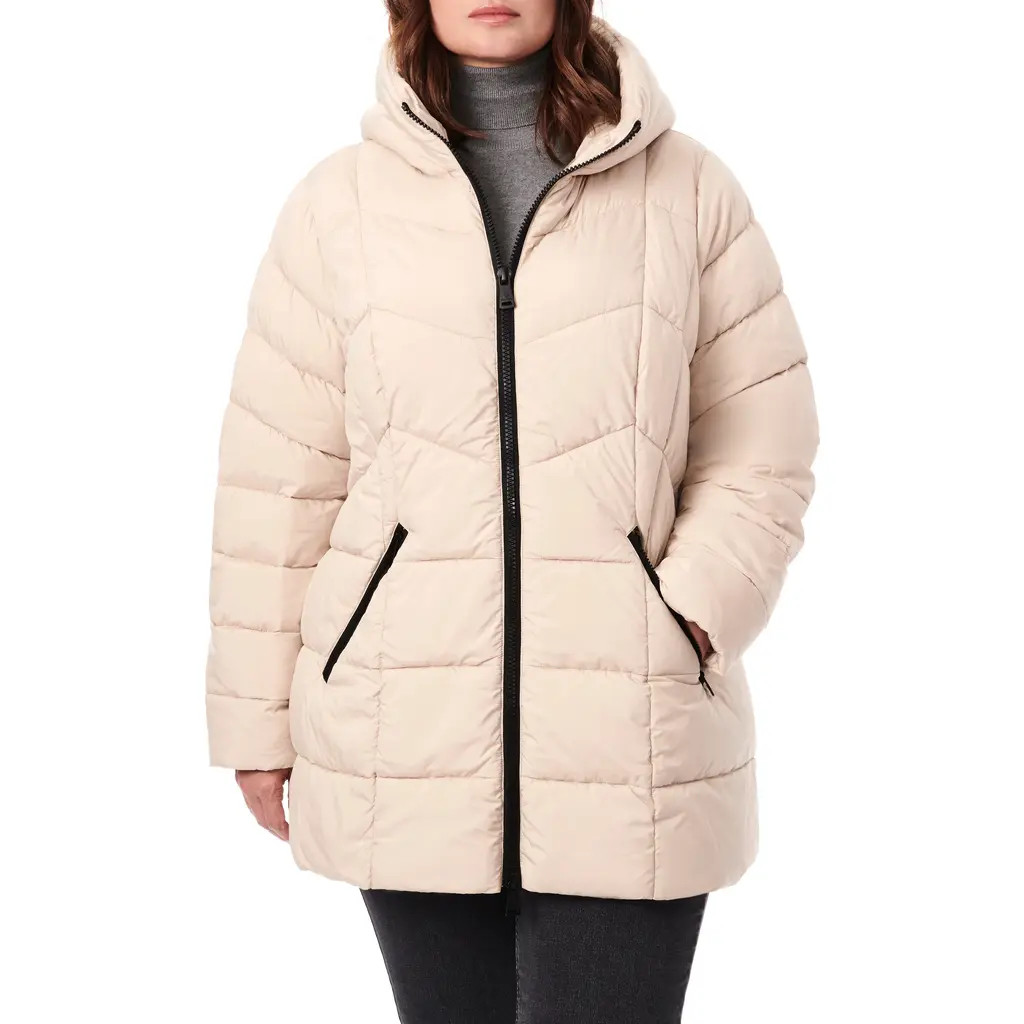Bernardo Hooded Insulated Puffer Coat in Buttermilk at Nordstrom, Size 2X | Nordstrom