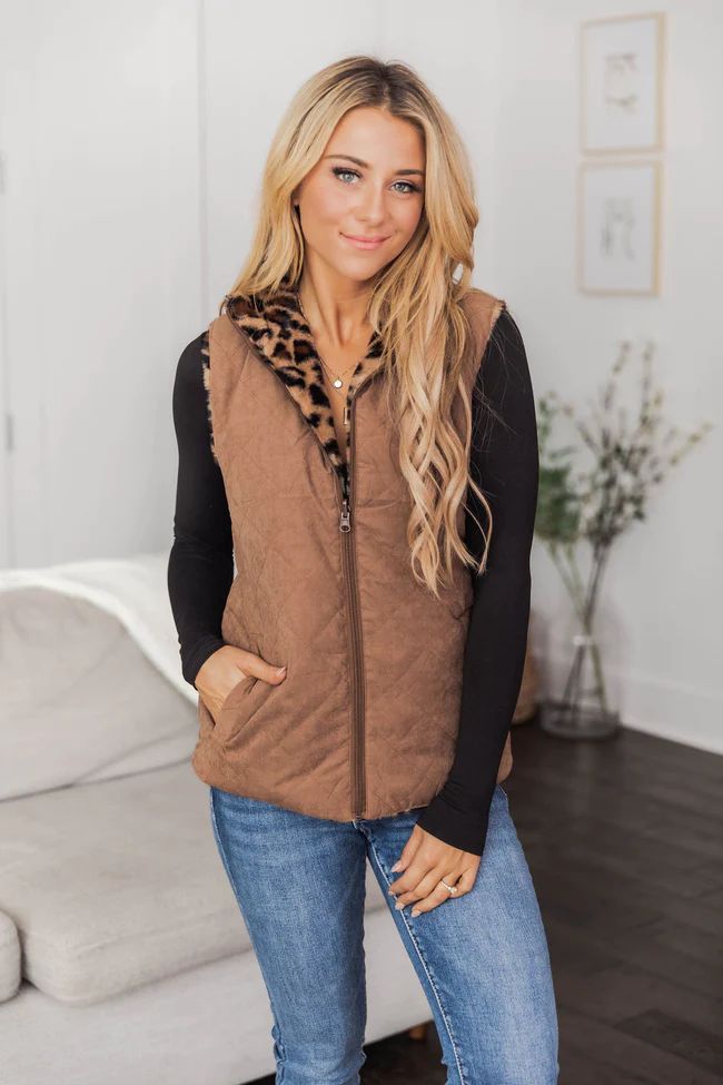 Steal Your Time Animal Print Beige Vest SALE | The Pink Lily Boutique