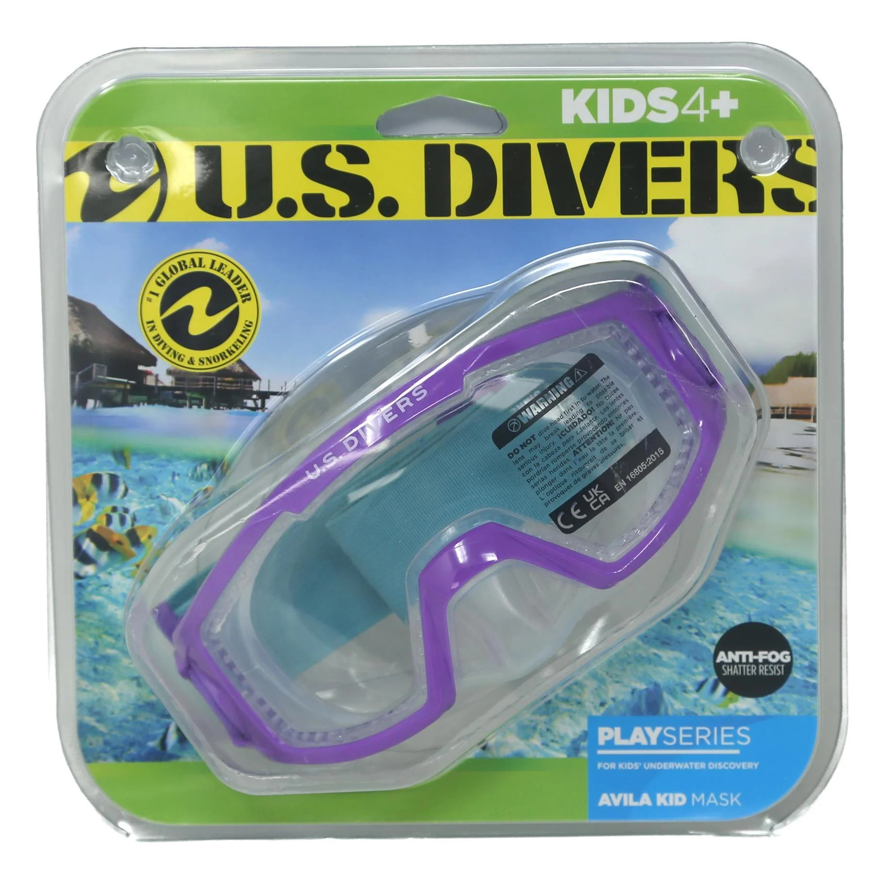 US Divers Play Series Avila Kids 2.0 4+ Mask Purple/Teal, Clear Lens | Walmart (US)