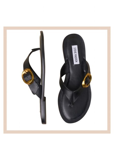 Black leather buckle flat thong sandals 

#LTKshoecrush #LTKworkwear #LTKstyletip