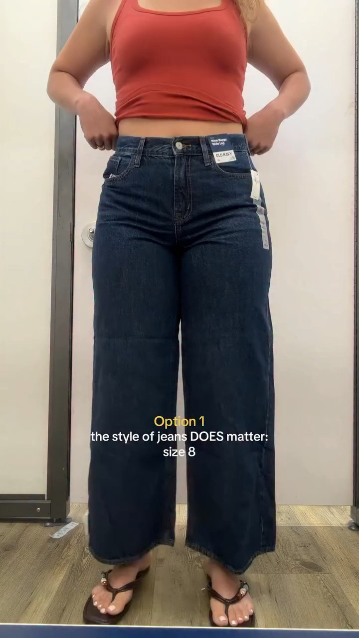 Option 1: midrise, option 2: extra high waisted, option 3: cuffed jeans