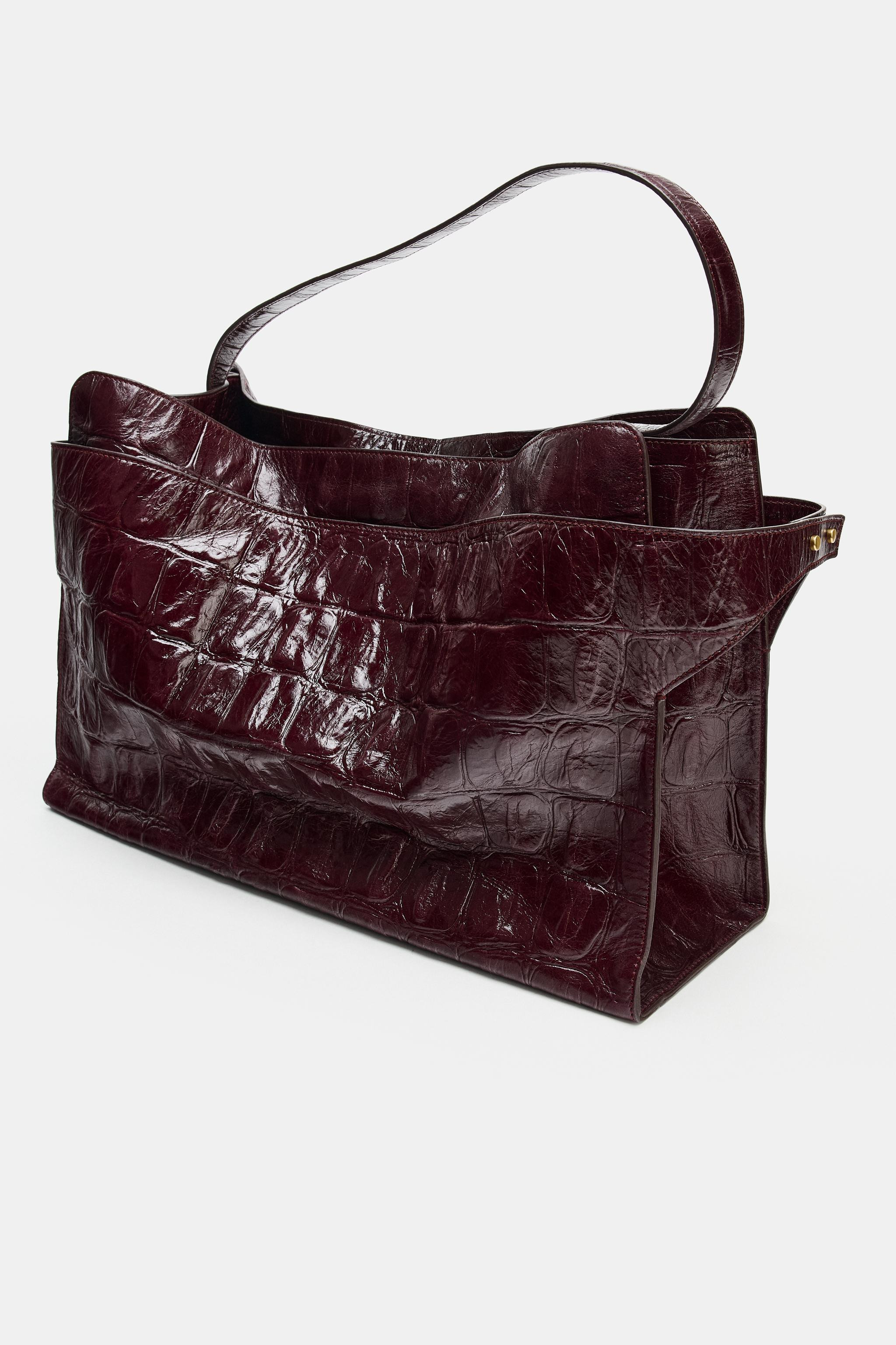 MAXI CITY BAG WITH EMBOSSED LEATHER EFFECT | Zara US
