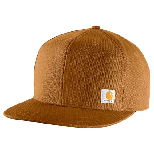 Carhartt Men's Firm Duck Flat Brim Cap, Carhartt Brown, One Size | Amazon (US)
