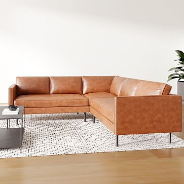 Axel Leather 3-Piece L-Shaped Sectional (95") | West Elm | West Elm (US)