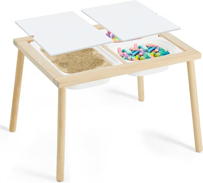 Sensory Table for Toddlers 1-3, Kids Table with 3 Storage Bins Writable Lids, Sensory Activity Ta... | Amazon (US)