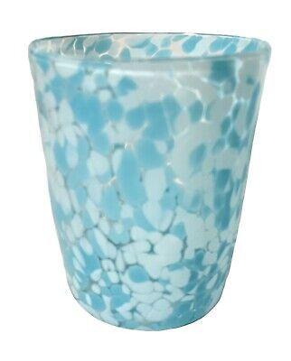 Murano Glass Confetti Tumblers Glasses.  Blue & White. Hand Blown. Set Of 4 | eBay US